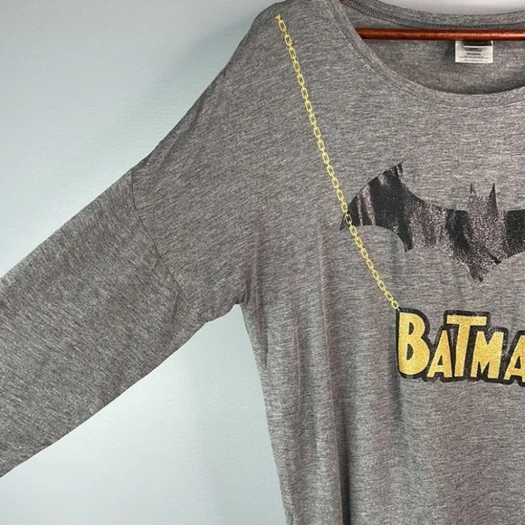 BATMAN Bling Graphic T-shirt Grey Dropped Shoulder Half Sleeve Halloween Size M - Picture 6 of 12